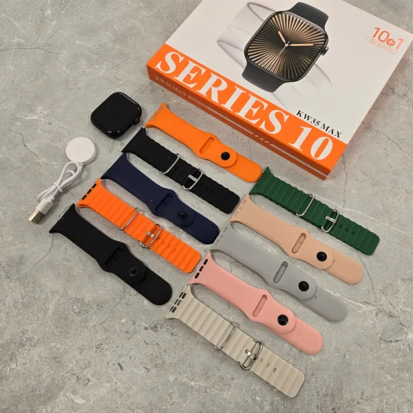 ساعت هوشمند kw35 max با 10 بند سیلیکون